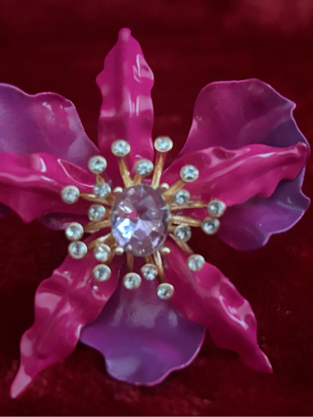 Betsey Johnson Pink Floral Crystal Ring